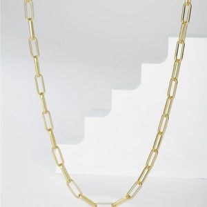 NEW WOMEN'S PAPER CLIP GOLD TONE NECKLACE- ADJUSTABLE 15.7"-17.7"